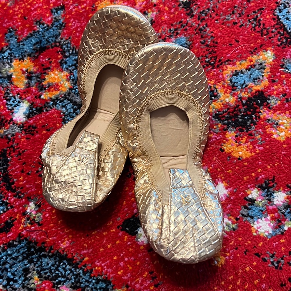 Yosi Samra Flats!! Braided Gold, Size 7